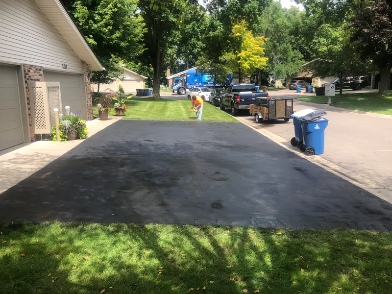 Driveway sealing project in Plymouth, Minnesota
